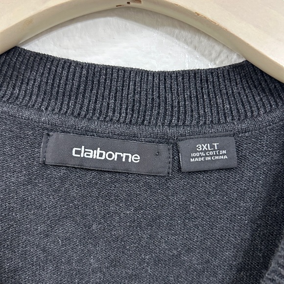 Claiborne Black and Gray V-Neck Sweater - Picture 3 of 5